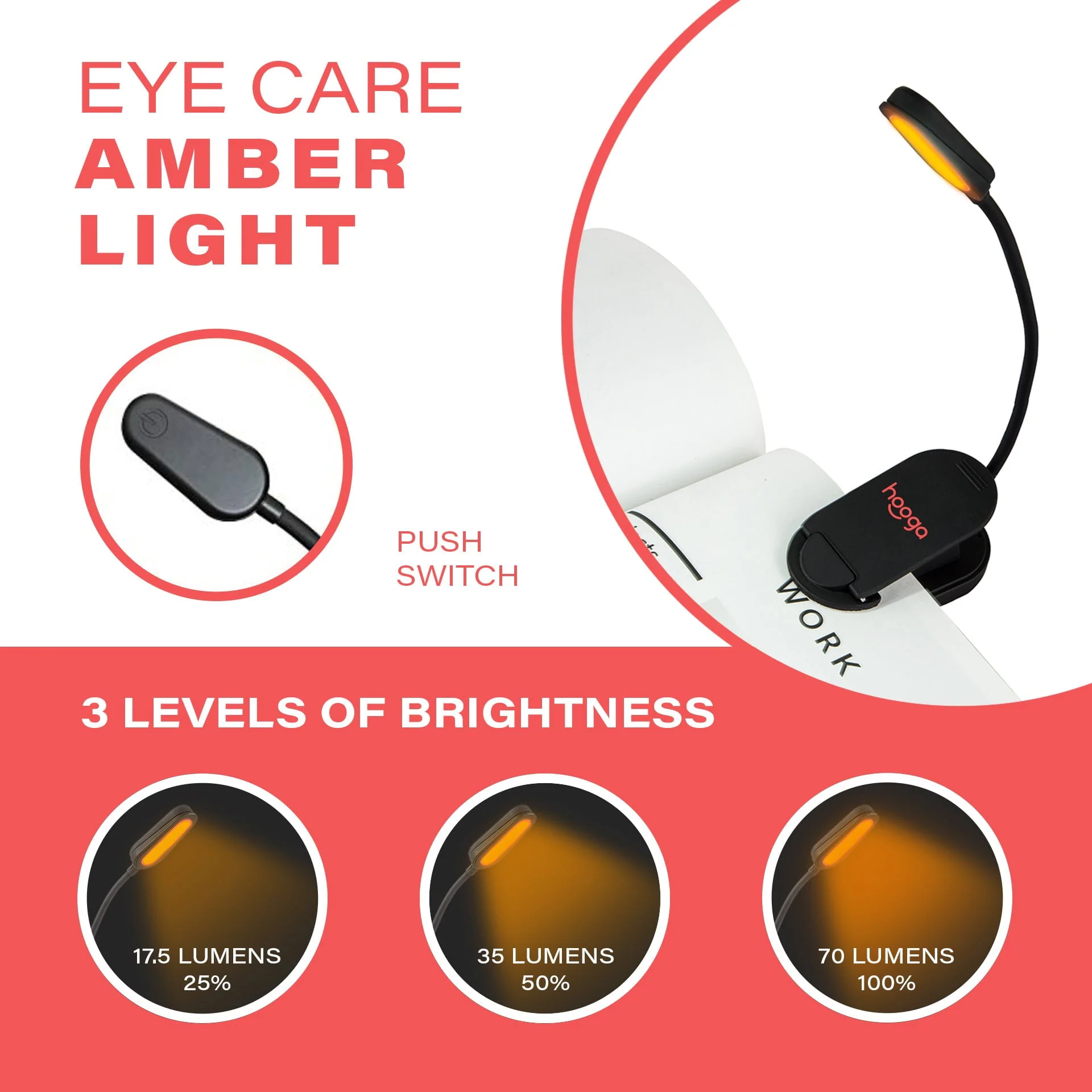 Amber Clip-On Book Light - Image 3